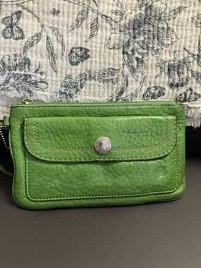 Coach Hamilton Green Leather Wristlet Wallet